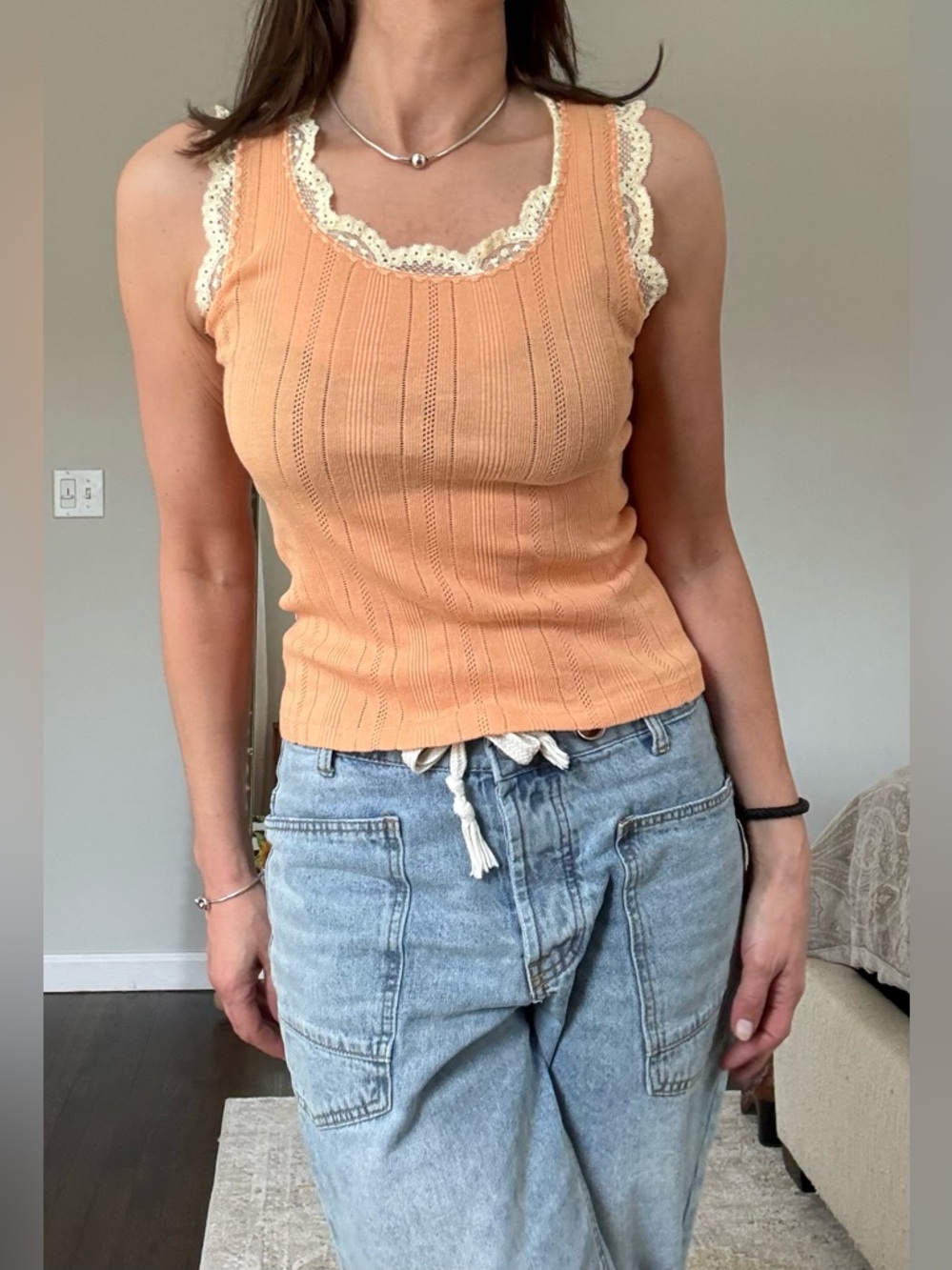 Mimi & Coco Vintage Pointelle Lace Cami Made in Italy